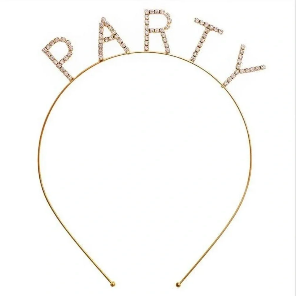Diamond encrusted Party gold metal headband
